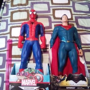 19" Spiderman and Superman figure toys
